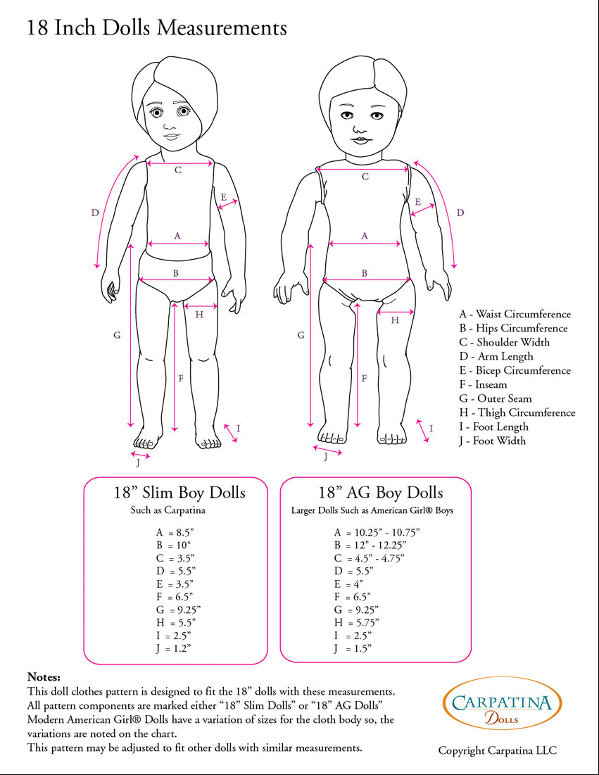 Jumpsuit or Dress Doll Pattern – CARPATINA DOLLS