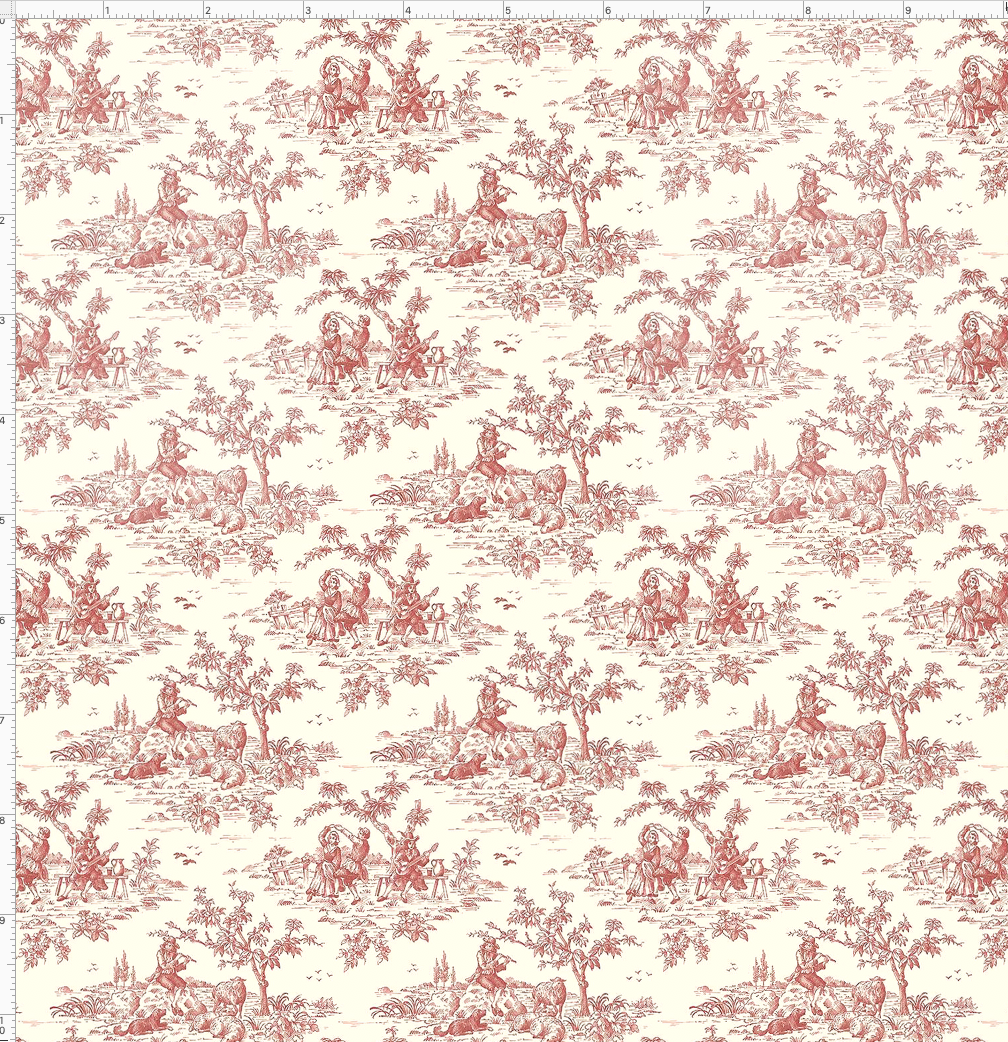 French Red Toile Fabric – CARPATINA DOLLS