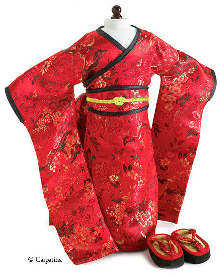 Red Brocade Japanese Kimono
