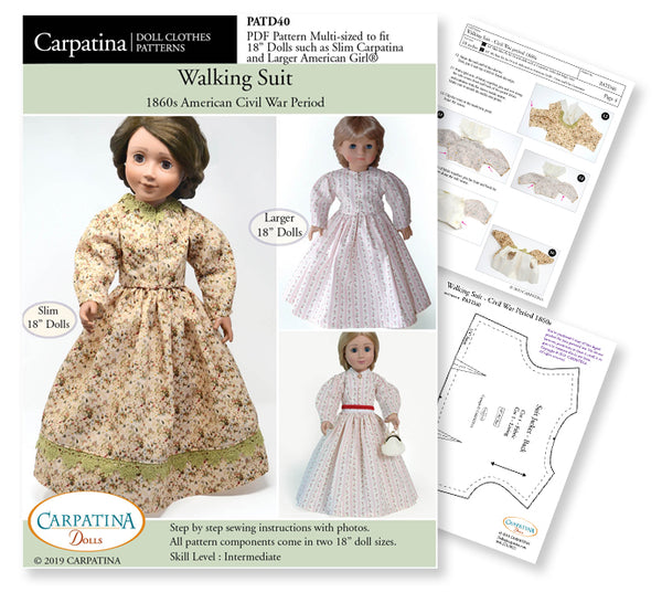 Civil War Doll Dress PDF Pattern – CARPATINA DOLLS