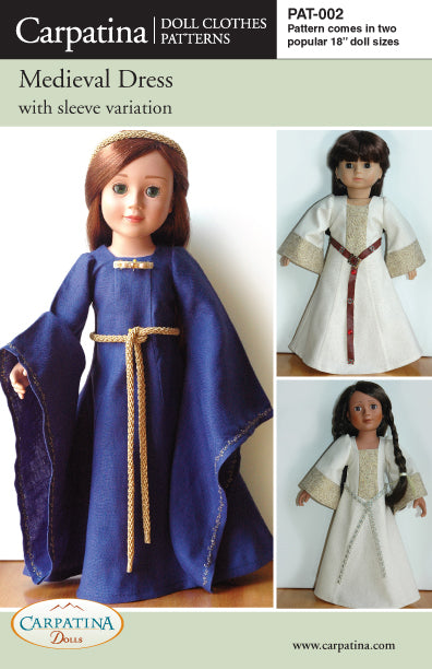 CARPATINA Civil War Dress Pattern Multi-Sized for 18 American Girl Dolls  and for 18 Slim Dolls