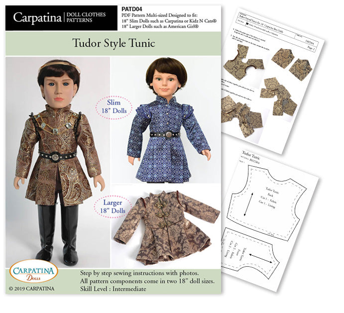 Shoulder Dress Sew Pattern Multi-Sized for 18 American Girl & 18 Slim  Dolls