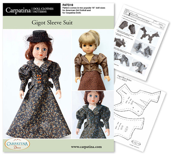 CARPATINA Civil War Dress Pattern Multi-Sized for 18 American Girl Dolls  and for 18 Slim Dolls