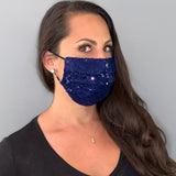 Navy Blue Sequin Face Mask